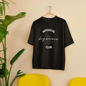 Crna Bentastic majica "Antisocial dog mom's club" dizajn